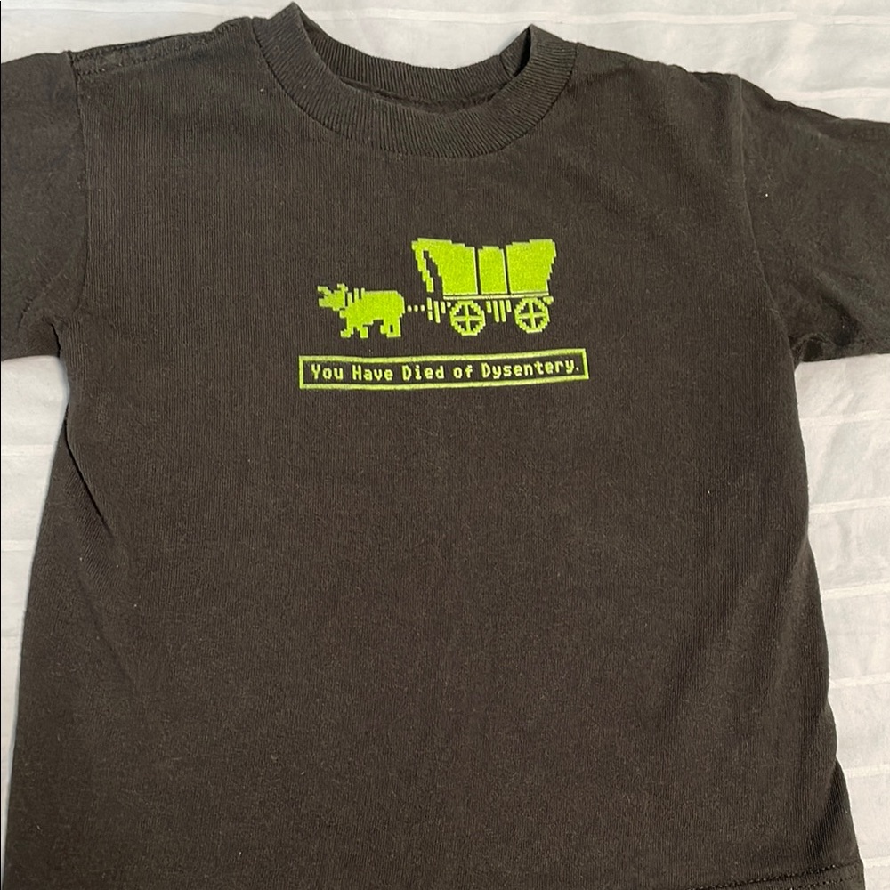 Black Short Sleeve Tee with Green You Have Died of Dysentery shirt Toddler 3T